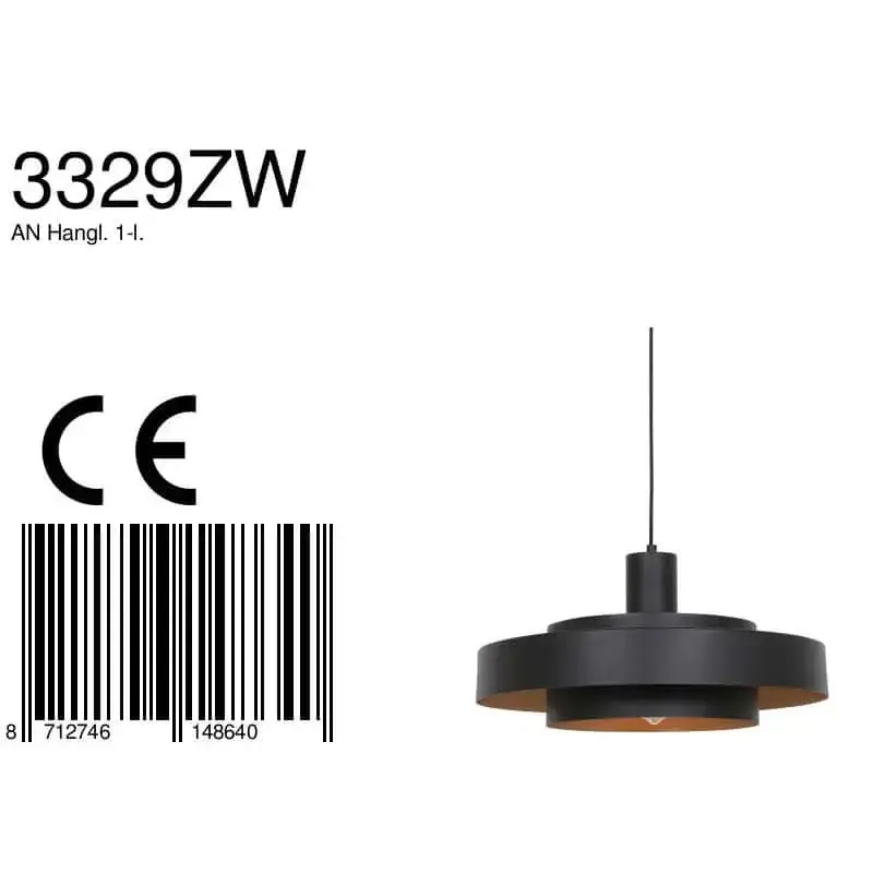Foto 7 Hanglamp Flinter 3329ZW Zwart Flinter 3329ZW