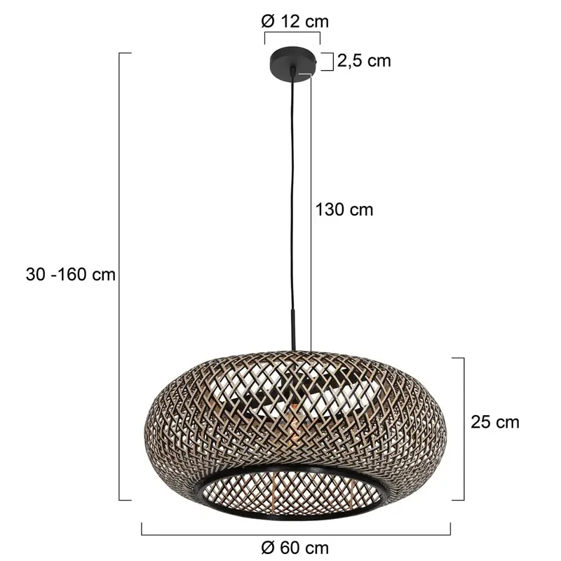 Foto 6 Hanglamp Maze 3602ZW+K2001HS Zwart-(Zwart-Bruin) Maze 7506ZW