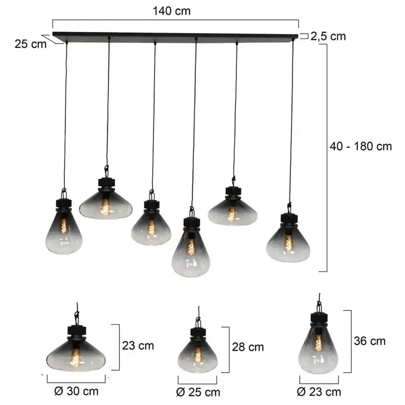 Foto 7 Hanglamp Flere 2672ZW Zwart Flere 2672ZW