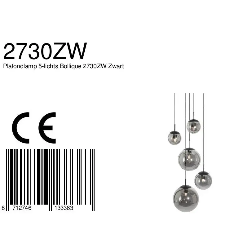 Foto 8 Plafondlamp Bollique 2730ZW Zwart Bollique 2730ZW